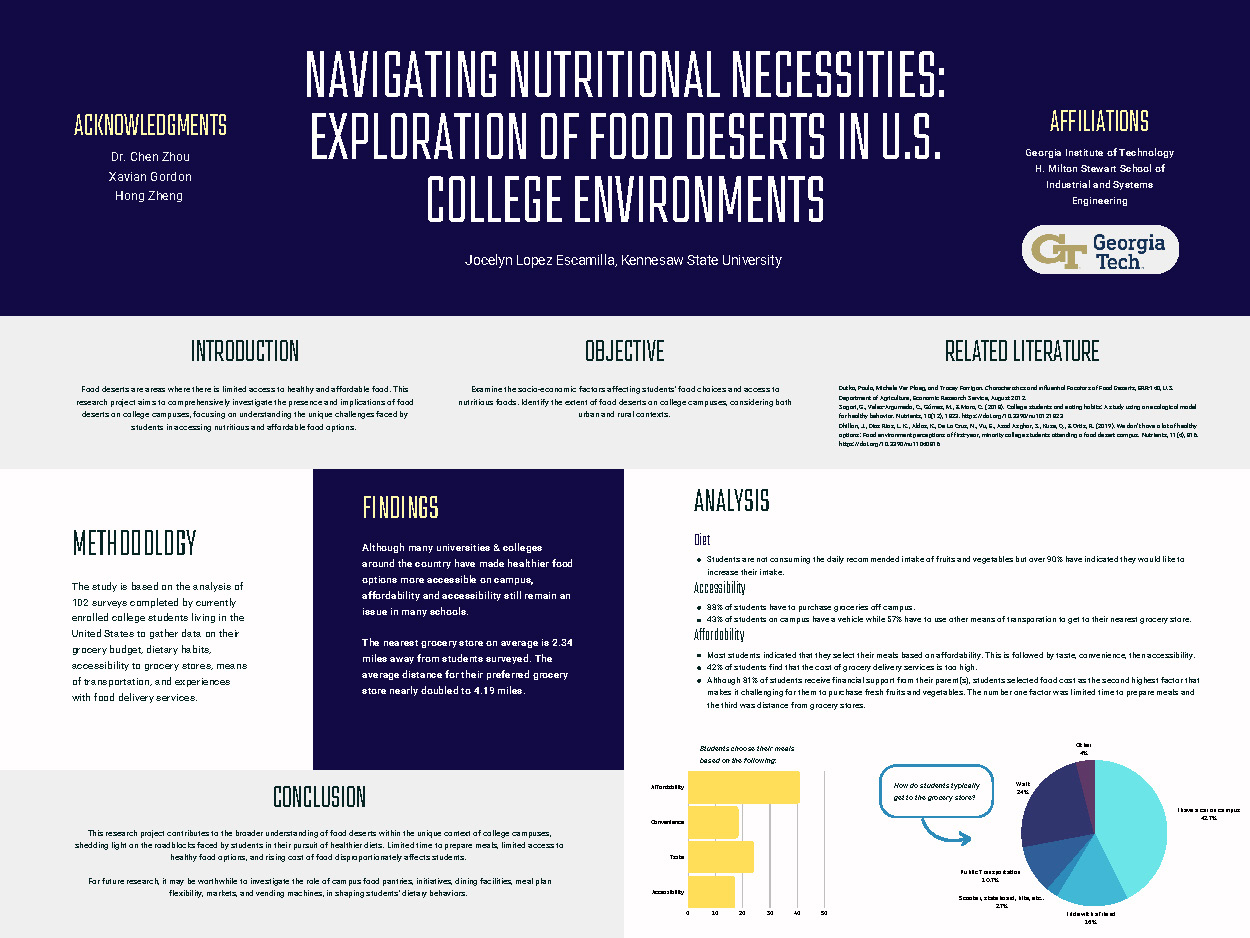 Navigating Nutritional Neccessities: Exploration of Food Deserts in U.S. College Environments poster